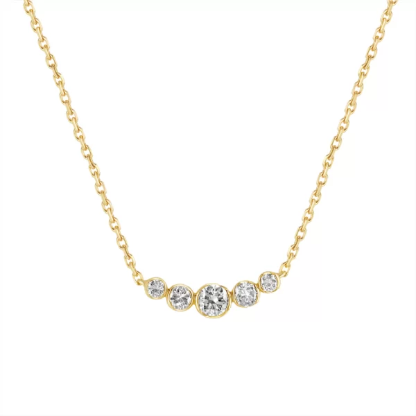 necklace yellow gold 18K with five diamonds VS