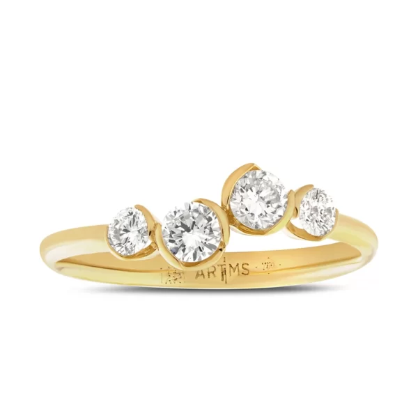 bague de fiançailles en or jaune 18K avec quatre diamants VS