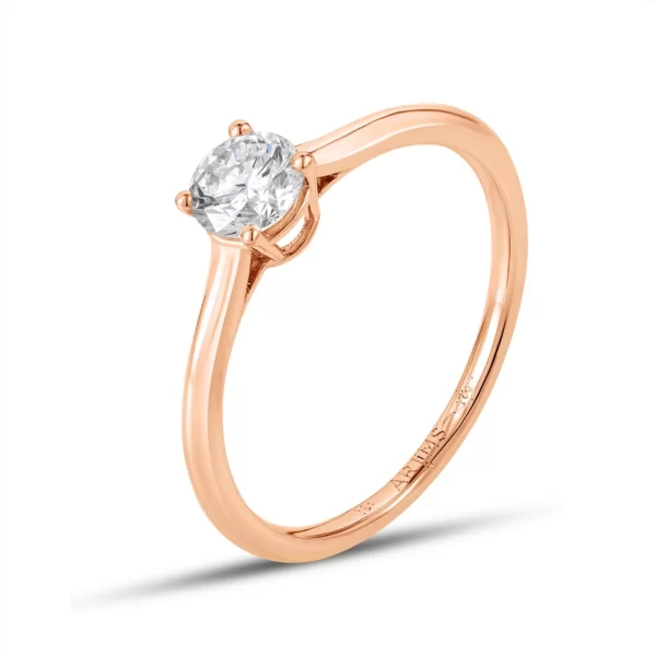 engagement ring in pink gold 18K with certified diamond VS2 0.44 cts