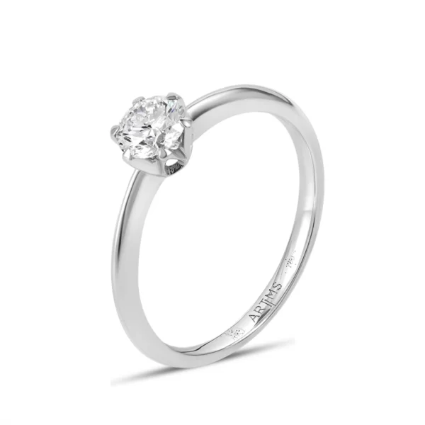 engagement ring in white gold 18K with certified diamond VVS2 0.42 cts