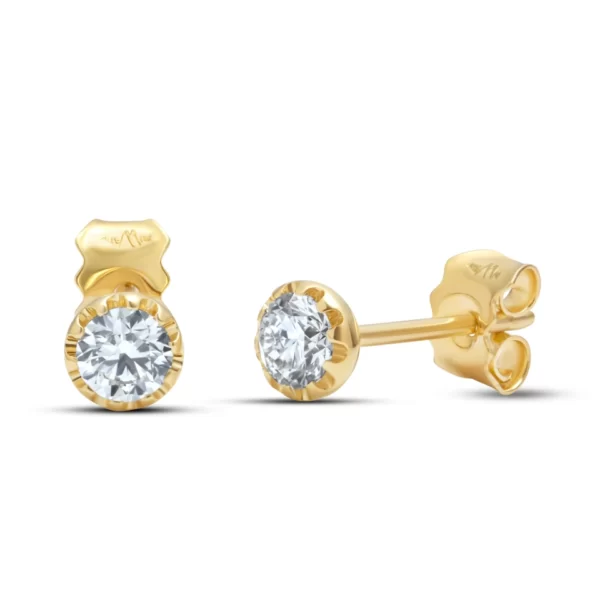 earrings yellow gold 18K with round diamond stone VVS 0.48 cts