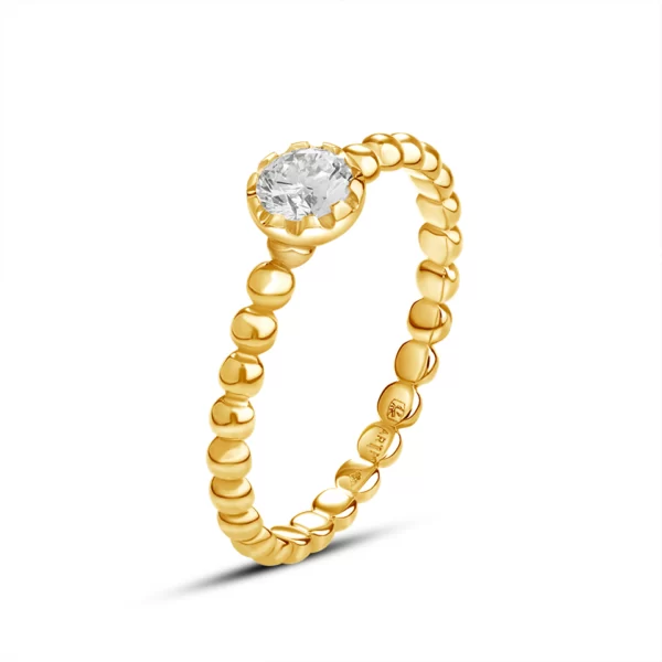 engagement ring in yellow gold 18K with diamond 0,28 cts VVS