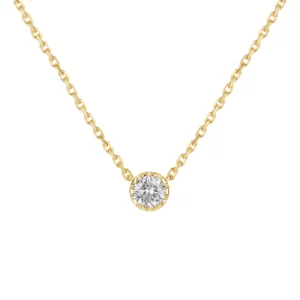 necklace yellow gold 18K with round diamond VVS 0.28 cts