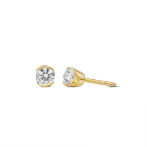 earrings yellow gold 18K with round diamond stone VS 0.32 cts