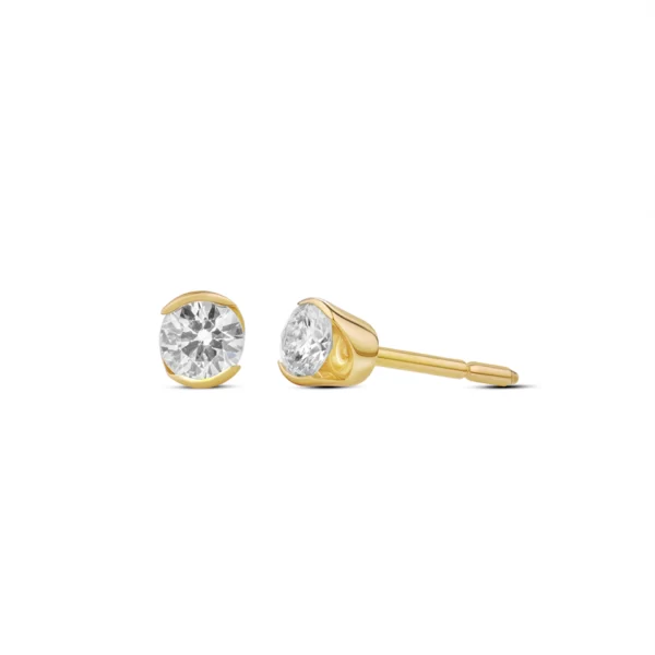 earrings yellow gold 18K with round diamond stone VS 0.32 cts