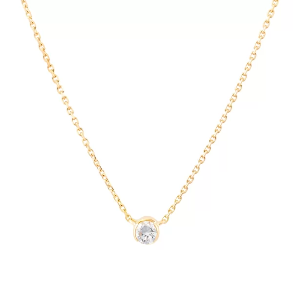 necklace in yellow gold 18K with a round diamond VS