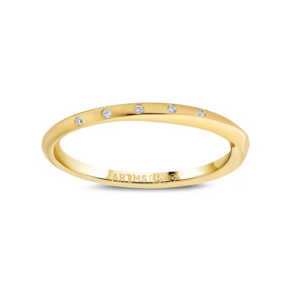wedding ring in yellow gold 18K with five diamonds VS