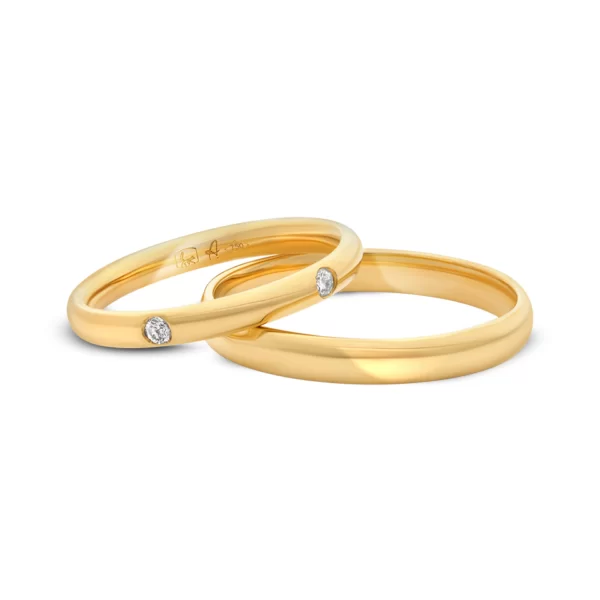 wedding rings in yellow gold 18K with diamonds VS