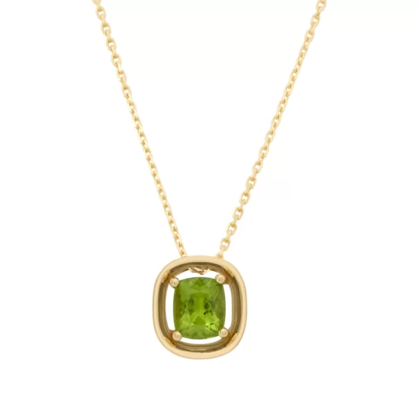 necklace yellow gold 18K with green peridot stone