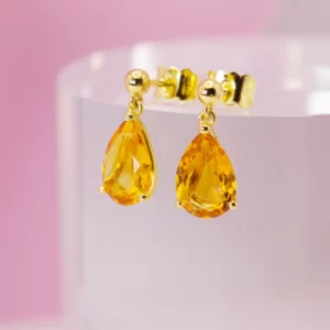Earrings in yellow gold 18K with a Citrine central stone