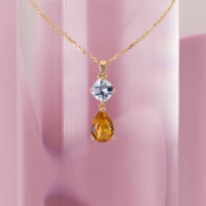 necklace in yellow gold 18K with a citrine and topaz stones