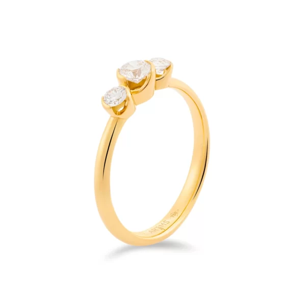 engagement ring in yellow gold 18K with diamonds VS