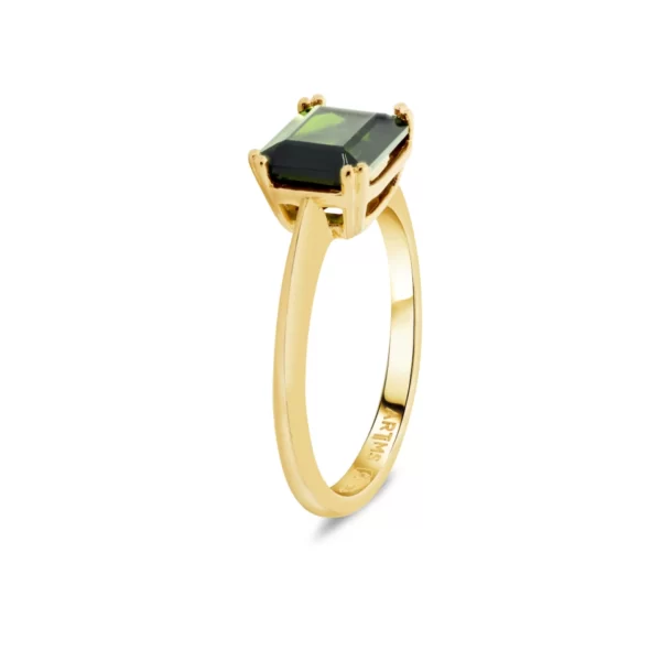 ring in yellow gold 18K with princess green tourmaline