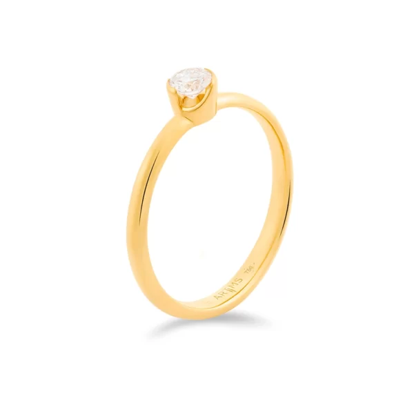engagement ring in yellow gold 18K with diamonds VS