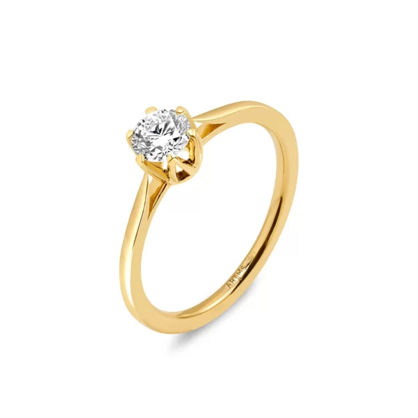 engagement ring in yellow gold 18K with certified diamond VS1 0.45 cts
