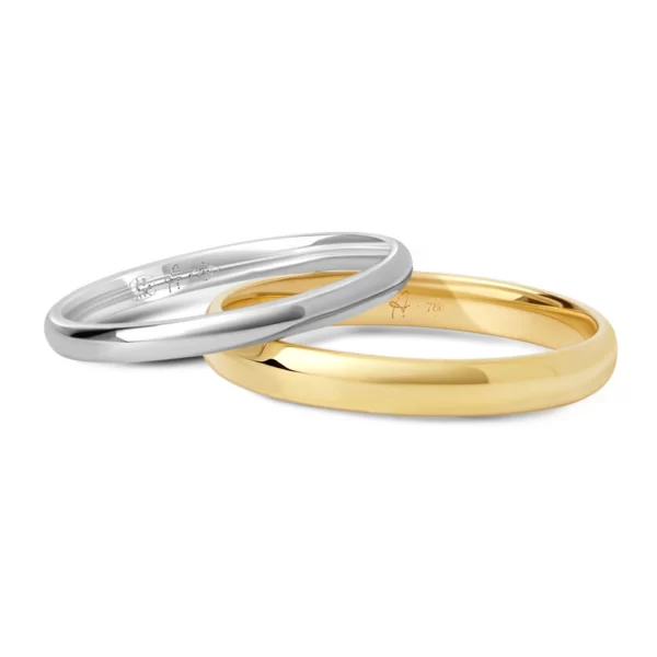 wedding rings in yellow and white gold 18K in different widths