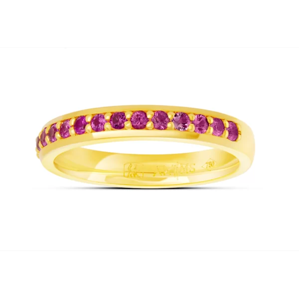 wedding ring in yellow gold 18K and pink degraded saphir